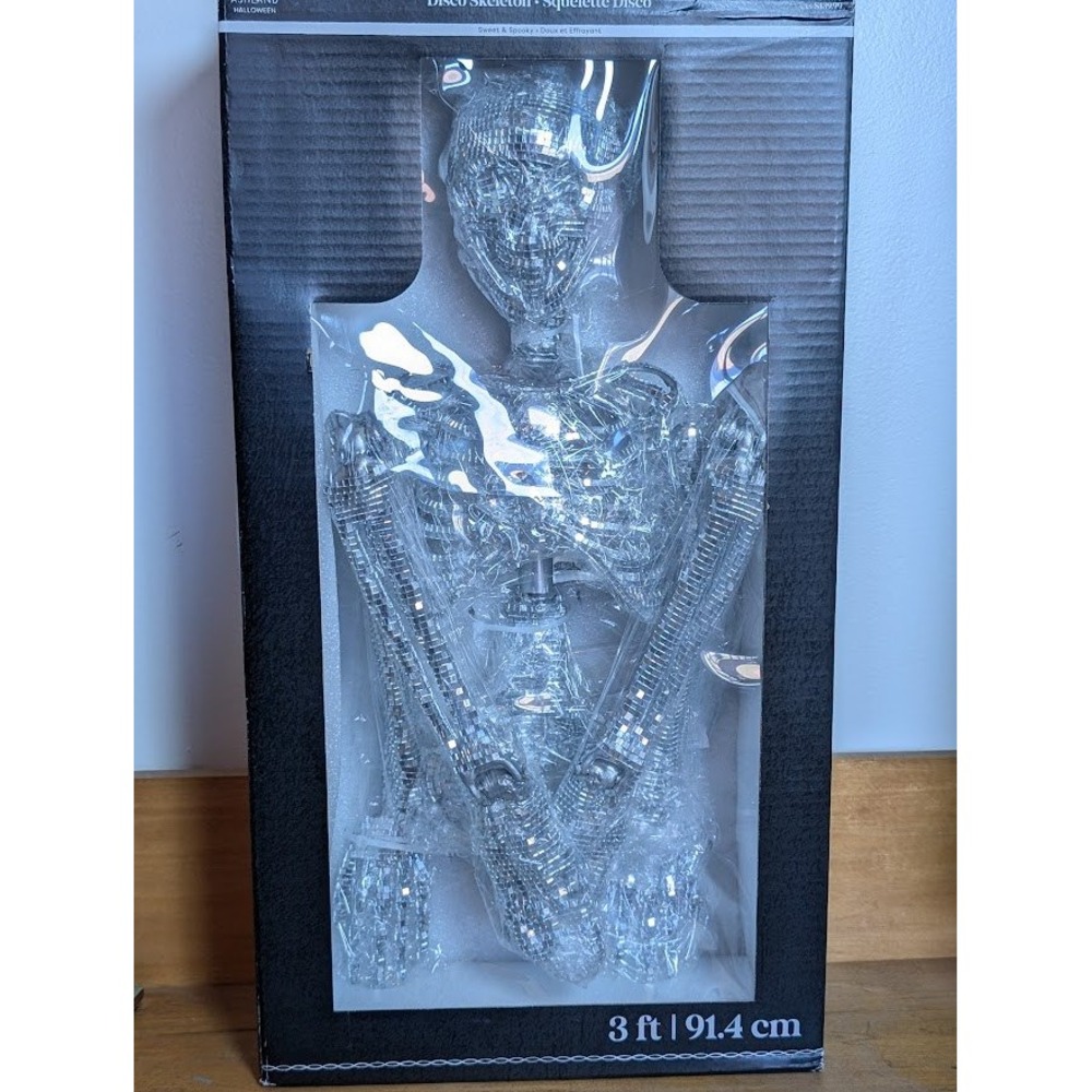 Ashland Halloween 3ft‎ Tall Disco Ball Skeleton Posable Decoration Mirror NEW